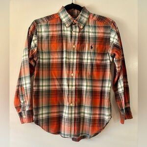 Polo Ralph Lauren Long Sleeve Plaid Button Down Big Kid Size Medium (12-14)